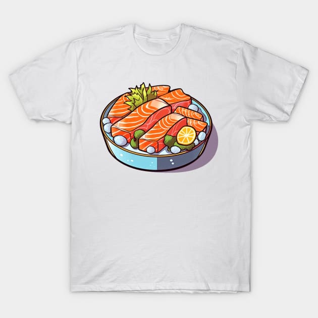 Savoring every bite of this delicious Japanese salmon fillet sashimi on ice T-Shirt by Pixel Poetry